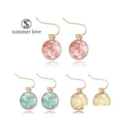 Dangle Lustre Résine Shell Papier Goutte D'eau Boucle D'oreille Géométrique Plaqué Or Dangles Charme Bijoux De Mode Pour Femmes Fille Y Drop Dhv7I