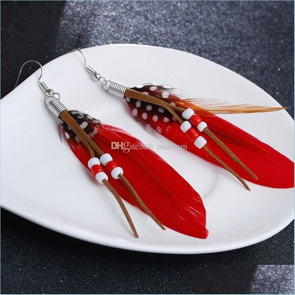 Dangle Lustre Rétro Plume Gland Boucles D'oreilles Dangle Oreille Poignets Hoop Lustre Pour Les Femmes De Mode Bijoux Drop Delivery Dhu27