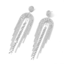 Dangle lustre strass griffe chaîne géométrie simplicité bohême femme gland boucles d'oreilles