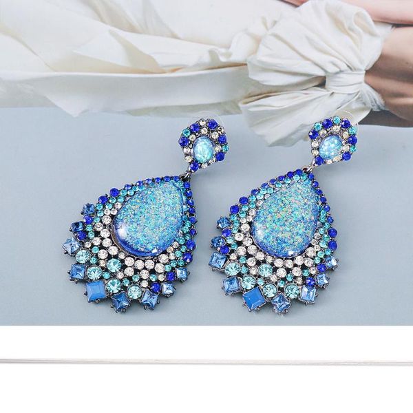 Dangle Lustre Strass Boucles D'oreilles De Haute Qualité Coloré Cristal Goutte Bleu Inde Boucle D'oreille Bijoux De Mode Pour WomenDangle