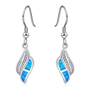 Dangle Chandelier ROLILASON Mode Tendance Blanc Cristal 925 Argent Estampillé Boucles D'oreilles Bleu Opale Cadeau De Mariage Préféré OE7801