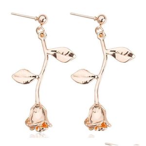 Dangle Lustre Rose Fleur Dangle Boucles D'oreilles Pour Femmes Filles Fleurs Stud Boucle D'oreille Bijoux De Mode Drop Livraison Bijoux Boucles D'oreilles Dhrtp