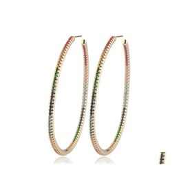 Cuelga la lámpara de oro rosa color de calidad superior 45 mm colorf cz aro mti piedra romántica chic preciosas mujeres damas arco iris pendiente220 dhbh0