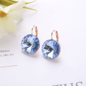 Dangle Lustre Rond Pierres Boucles D'oreilles 14mm Autrichien Rivoli Cristaux Or-Couleur Pour Mariage Femmes Graduation Cadeaux De L'enseignant 230602