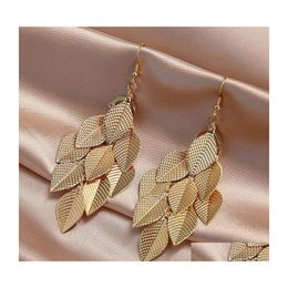 Dangle Lustre S2249 Bijoux De Mode Vintage Métal Feuilles Boucles D'oreilles Feuille Glands Dangle Boucle D'oreille C3 Drop Delivery Dhzrk