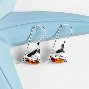 Dangle Lustre Voilier Pendentif Boucles D'oreilles Couleur Argent Ambre Bateau Yacht Nautique Femmes Bijoux Marin Cadeaux Mode Accessoire290Y