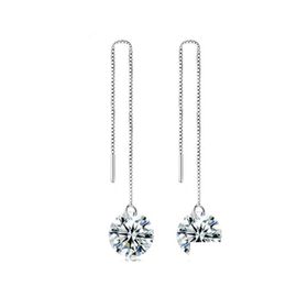 Bengelen kroonluchter glanzende cz kubieke zirkoon tassel oorbellen kristal sterling sier vergulde koper lange ketting drop levering sieraden otfhn otfhn