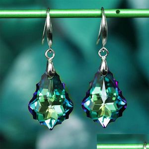 Dangle Lustre Sier Cristal Autrichien Colorf Baroque Feuille De Mode Boucle D'oreille Bijoux Bon Cadeau Boucles D'oreilles En Gros Deliv Dhgarden Dhatj