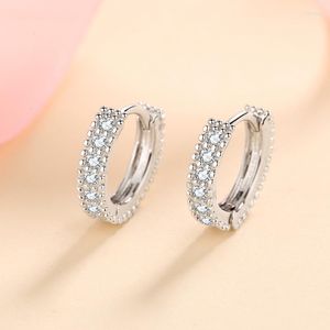 Dangle Lustre Argent 925 Original Total 0,28 Carat Rond Diamant Taille Brillant Test Passé D Couleur Moissanite Hoop Boucles D'oreilles Femmes J