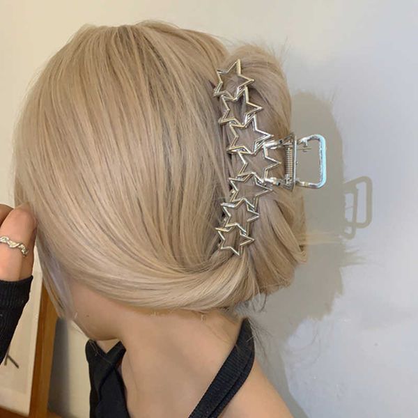 Dangle Lustre Argent Y2K Étoile Pentagramme Coeur Griffes De Cheveux Doux Cool Filles Charme Tendance Pince À Cheveux pour Femmes Esthétique Y2k Accessoires De Cheveux Z0608