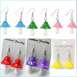 Dangle Lustre Simation Champignon Eardrop Mignon Charme Boucle D'oreille En Plastique Ornement Ornement Fille Cadeau Résultats De Bijoux Femmes 6 Couleur 1 88Ym Dhcpf