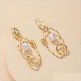 Dangle Kroonluchter Eenvoudige Grote Geometrische Irregar Oorbellen Vrouwen Legering Goud Verklaring Drop Earring Gilrs Eardrop Sieraden Brin Dhoc9