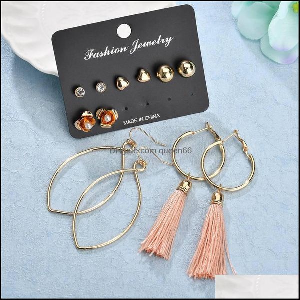 Pendientes de borla de la aleaci￳n de la l￡mpara de la l￡mpara de colgle set 6 piezas del temperamento elegante joyer￭a de San Valent￭n de regalo entrega de ca￭da dh1ux