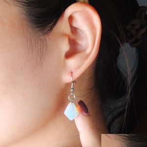 Cuelga la lámpara pequeña cuelga los pendientes de la lámpara de piedra natural del grano de amatista cristal unakita tendencia gota para el oído para mujer g mjfashion dhnbf