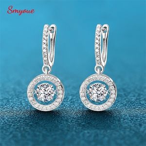 Bengelen kroonluchter smyoue wit goud vergulde 1ct druppel oorbel voor vrouwen sprankelend kloppend hart 100% S925 sterling zilveren sieraden 221013