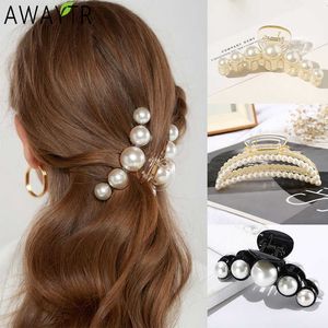 Dangle Lustre Couleur Unie Grandes Perles Pince À Cheveux Fleur Grande Barrettes Crabe Chauve-Souris Épingles À Cheveux Queue De Cheval Pour Femmes Filles Cheveux Accessoires Styling Z0608