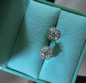 Bengelen kroonluchter solitaire 1ct diamant edelsteen dekring 100% echt 925 sterling zilveren sieraden verloving bruiloft oorbellen voor vrouwen met doos 28es