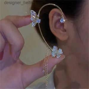 Bengelen kroonluchter sprankelende zirkoon bloemen vlinder ear botclip voor vrouwen zonder piercing tassel oor cuff clip oorbellen bruiloft sieradenl231219