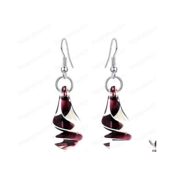 Dangle Lustre Spécial Plat Goutte Lisse Inspiré Rotation Pendentif Boucles D'oreilles Spirale Fleur Verre Style Cristal Long Pour La Fête Femal Dhc09