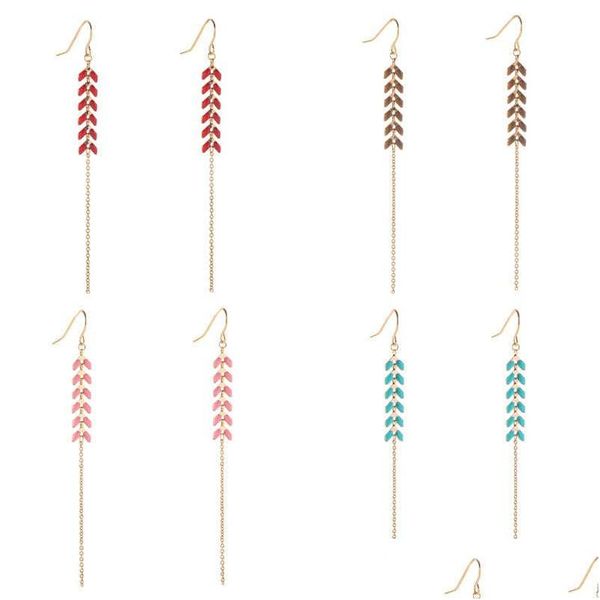 Dangle Lustre Spike Feuilles Goutte À Goutte Peinture Boucles D'oreilles Gsfe021 Mode Cadeau Style National Femmes Diy Bijoux Boucle D'oreille Drop Delivery Dhavg