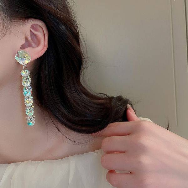 Balancent lustre déclaration AB coloré cristal longues boucles d'oreilles pour les femmes personnalité nouvelle mode bijoux en gros