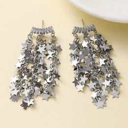 Dangle Lustre Super Brillant Étoile Rivière Cascade Zircon Gland Boucles D'oreilles Lumière De Luxe Mode Femmes Paillettes En Métal Bijoux Fête De Mariage Cadeau 231219