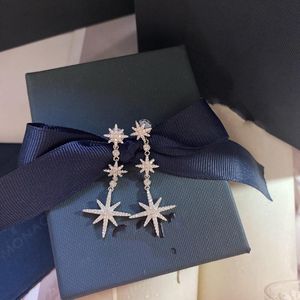 Chandelier en peluche de chandelier trois boucles d'oreilles étoiles pointues 925 argent sterling 2022 JewelryDangle de luxe pour femmes haut de gamme