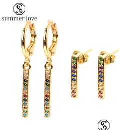 Dangle Lustre À La Mode Colorf Boucles D'oreilles Courbe Longue Barre Avec Zircon Or Simple 2 Style Boucle D'oreille Jwerly Pour Les Femmes Y D Dhgarden Dhujl