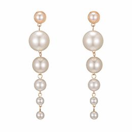 Bengelen kroonluchter trendy elegante grote simated pearl lange oorbellen voor dames parels snaar verklaring drop trouwfeest geschenken delive dhi5p