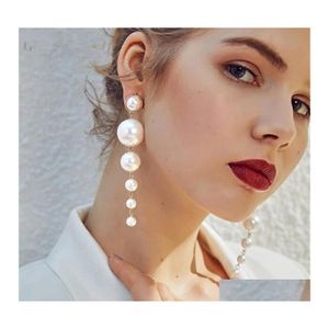 Baumeln Kronleuchter Trendy Elegante Quaste Große Simierte Perle Lange Ohrringe Perlen String Aussage Kristall Für Frauen Hochzeit Schmuck Otyou