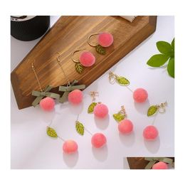 Bengelen kroonluchter trendy zomer Koreaanse acryl roze perzik oorbellen voor vrouwen meisjes schattige zoete sieraden cadeau fruit oorbellen 2021 dr dhcvk