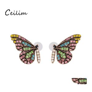 Dangle Chandelier Unique Fl Glass Butterfly Wing Earring Nail With Simple Temperament Exclusive Original Color Boucles d'oreilles pour les femmes Ot2Qk