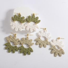 Bengelen kroonluchter uniek gevormd patroon polymeerklei oorbellen voor vrouwen handgemaakte witte groene geometrische druppel ongebruikelijke sieraden 2022dangle mil