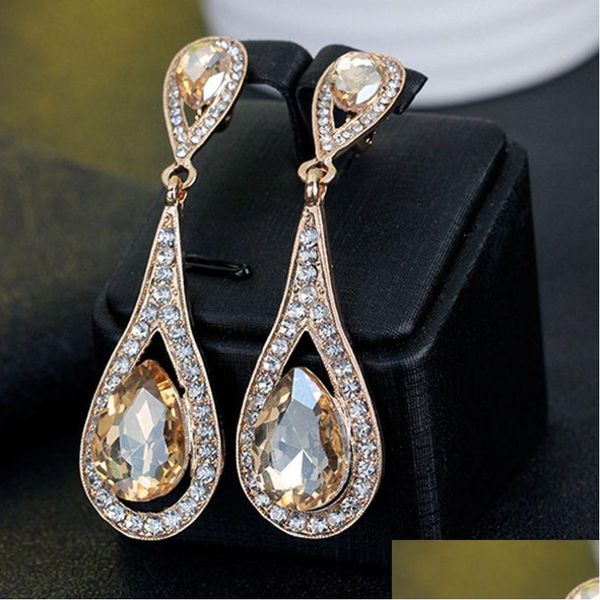 Dangle lustre mise à jour diamant boucles d'oreilles goutte d'eau femmes boucles d'oreilles bijoux de mode pour femme cadeaux livraison Dhy7R