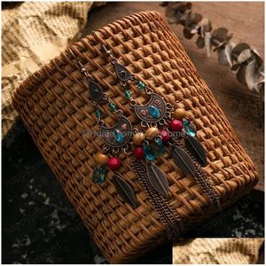 Bengelen kroonluchter vintage boho long tassel bengle earring colorf kralen etnische oorbellen voor vrouwen meisjes mode Indiase sieraden acce dhj5b