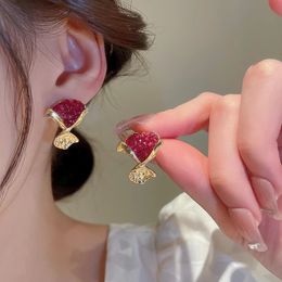 Balancent lustre Vintage cuivre coloré Zircon cristal fleur métal boucles d'oreilles pour femmes filles voyage fête bijoux