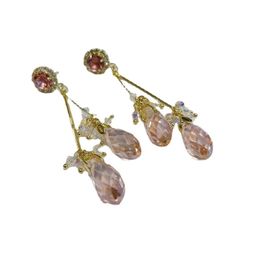 Balancent lustre Vintage cristal Simple épissage fleur longues boucles d'oreilles pour femmes bijoux en métal Oorbellen cadeau