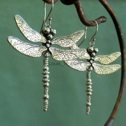 Chandelier en peluche vintage design de libellule vintage Boucles d'oreilles de motif sculpté rétro de style bohème