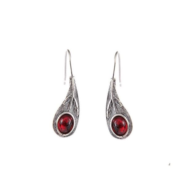 Dangle lustre Vintage boucles d'oreilles pour femmes fleur éblouissante rubis Sier bijoux livraison cadeau Otapr