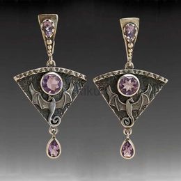 Bengelen kroonluchter vintage overdreven draken gotische punkmetaal oorbellen etnische faux roze stenen hanger oorbellen sieraden 24316