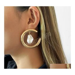 Dangle Lustre Vintage Géométrique En Métal Boucles D'oreilles Pour Les Femmes Perle Grand Rond Percé Boucle D'oreille Tendance Hip Hop Bijoux Drop Delivery Dhitz