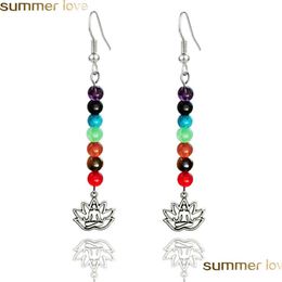 Dangle Chandelier Vintage Handmade 7 Perles Chakra Gland Boucles D'oreilles Pierre Naturelle Perle Om Avec Symbole Hindou Coeur Hibou En Forme De Charme F Dhxy9