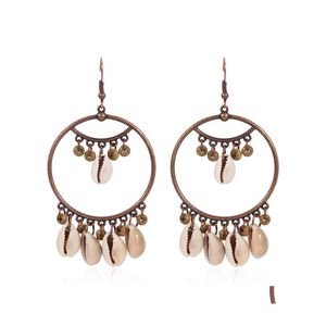 Bengelen kroonluchter vintage handgemaakte big round round earringen shell drop voor vrouwen mode etnische sieraden levering dhinz