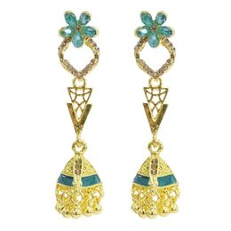 Dangle kroonluchter Vintage Jhumka oorbellen voor vrouwen goud metaal bloem Crystal Bells kraal kwast oorbel partij Afghaanse Indiase juwelier Dhpbf