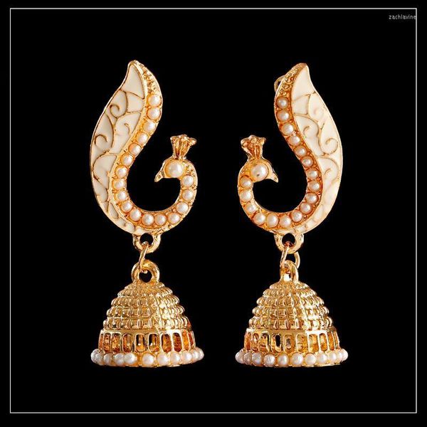 Dangle Lustre Vintage Paon Décoré Bollywood Boucles D'oreilles Femmes Bohème Vent Cloche En Forme De Mariage De Mode