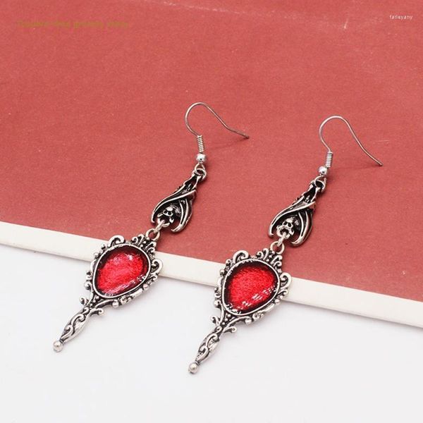 Lámpara colgante Vintage, murciélago vampiro, espejo mágico, pendientes colgantes, joyería colgante gótica Punk, regalo, Farl22