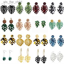 Cuelga la lámpara VIVILADY Venta caliente Montera Beach Leaf Colgante Pendientes colgantes para mujer Marca europea Forma de planta tropical Joyería de fiesta de verano C24326