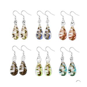 Dangle Lustre En Gros 1 Paire Fleur Goutte D'eau Murano Verre Dangle Boucles D'oreilles Perle Boucle D'oreille Sier Plaqué Livraison Bijoux Dhvxk