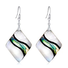 Bengelen kroonluchter groothandel abalone oorbellen geometrische shell rhombic colorf unieke charmes vrouwen sieraden decoratie dhjmr