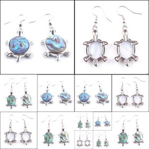 Dangle Chandelier Wojiaer Zélande Coquille d'ormeau pierres précieuses boucles d'oreilles tortue perles d'animaux boucle d'oreille pour les femmes juives Mjfashion Dhgb6